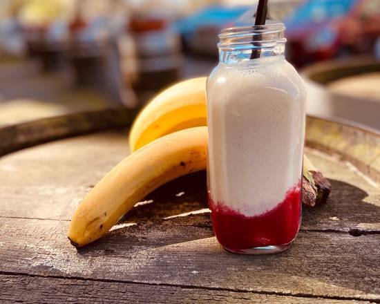 Koktajlt Banan z Pistacją i Maliną
